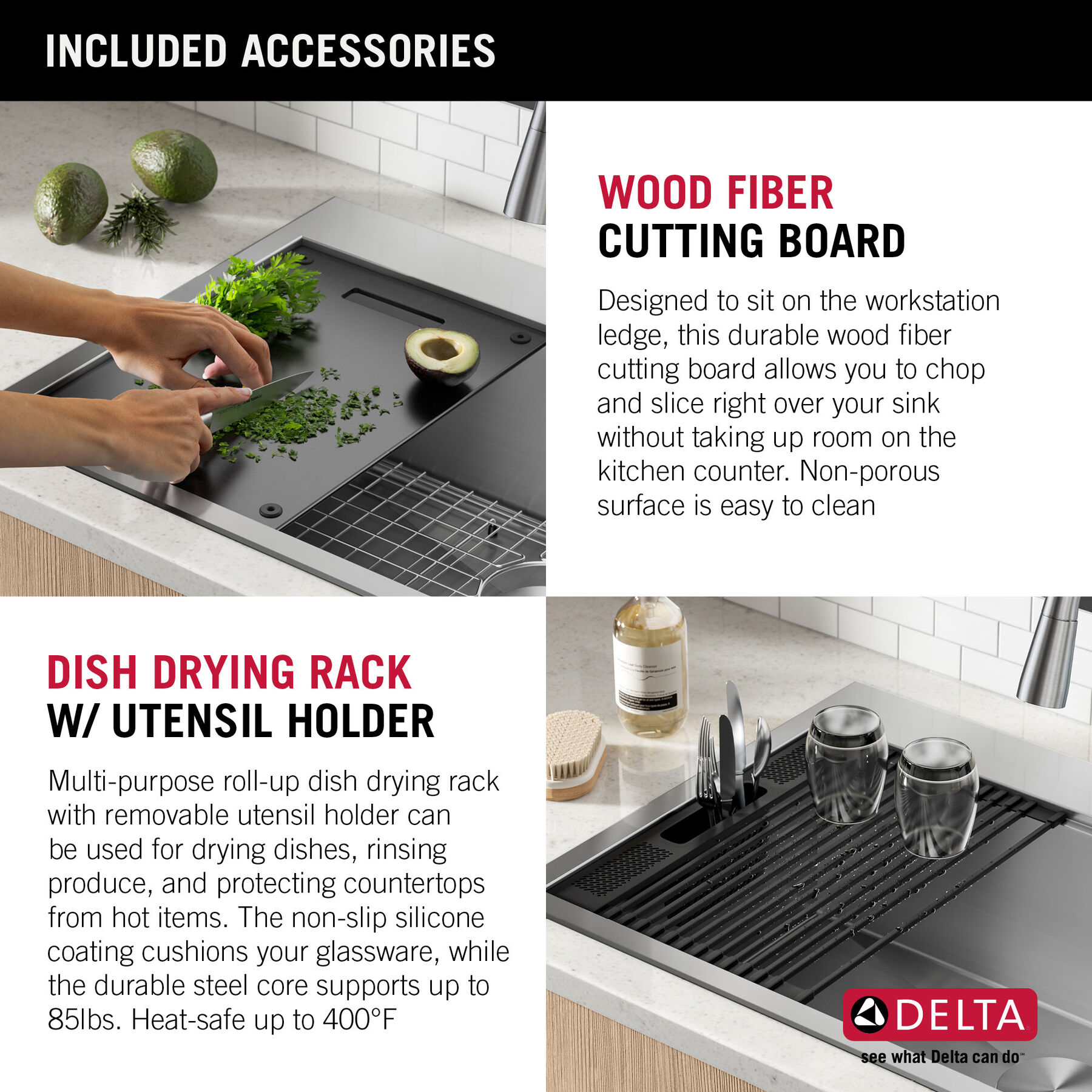 30” Workstation Kitchen Sink Drop-In Top Mount 16 Gauge Stainless Steel Single Bowl with WorkFlow™ Ledge and Accessories, image 1